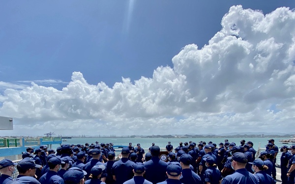 U.S. Coast Guard Atlantic Area commander visits departing crews in Puerto Rico