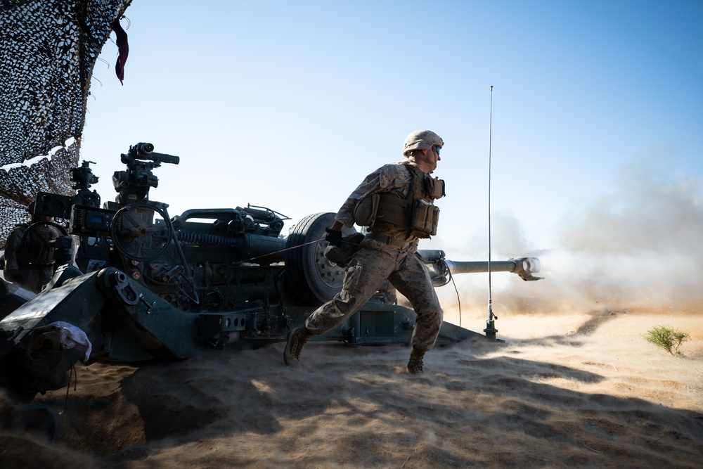 Marines with 1st Battalion, 11th Marine Regiment Conduct Battery Live-fire Defense Training