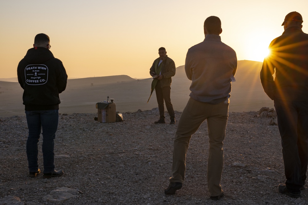 U.S. Soldiers Pray at Sunrise