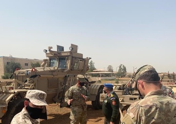 COL Andrew Stone of the 16th Engineer Brigade meets with COL Iqbal Bawaneh of the Jordanian Royal Engineer Corps to discuss route clearance and de-mining operations.