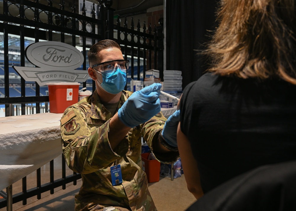 Airmen and civilian partners support Ford Field CVC in Detroit