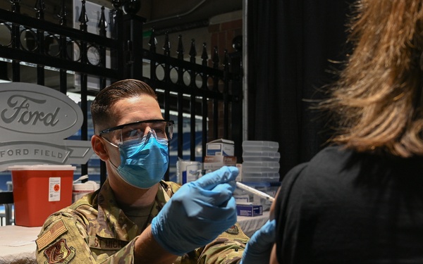 Airmen and civilian partners support Ford Field CVC in Detroit