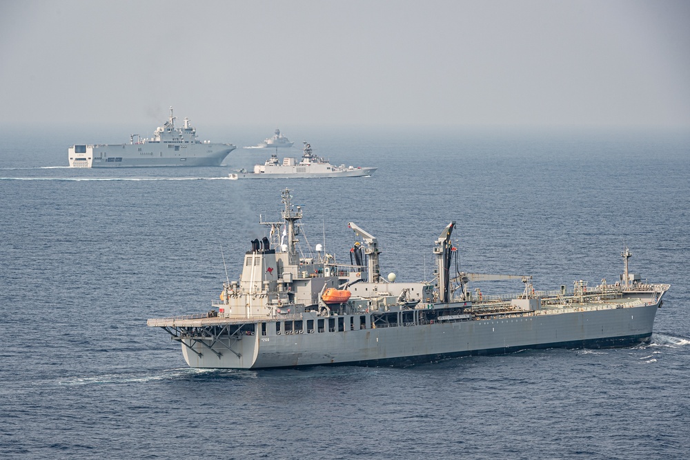 Ships operate in the Bay of Bengal in support of exercise La Perouse 2021