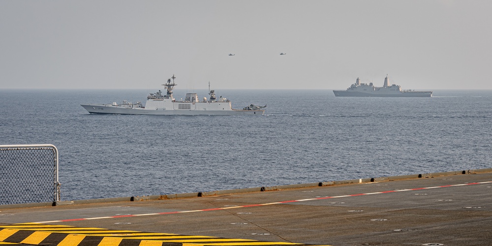 Ships operate in the Bay of Bengal in support of exercise La Perouse 2021