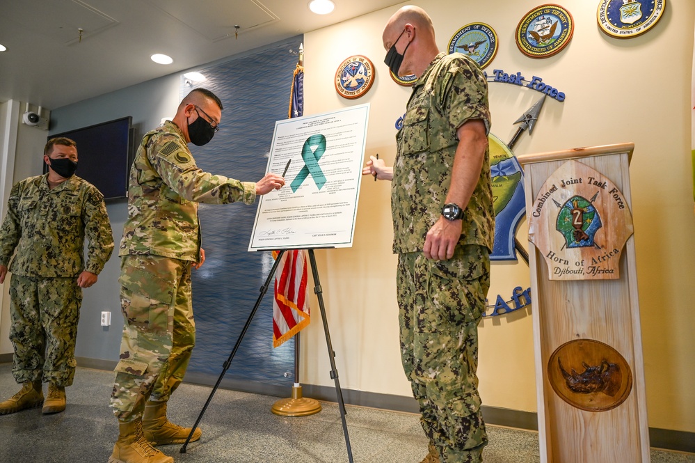 SAAPM Proclamation signing at Camp Lemonnier