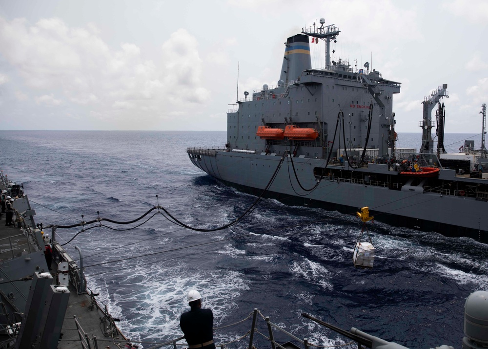 USS Rafael Peralta RAS with USNS Pecos