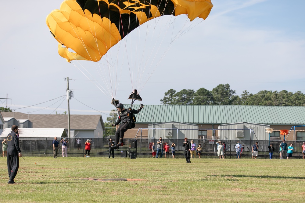 U.S. Army Parachute Team jumps into local school