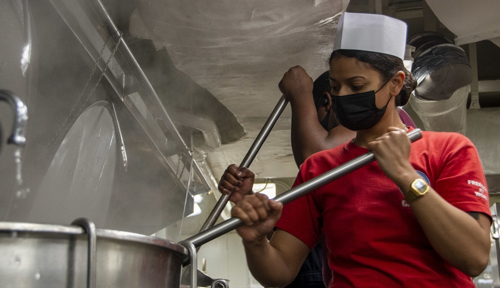 Sailor Prepares Food