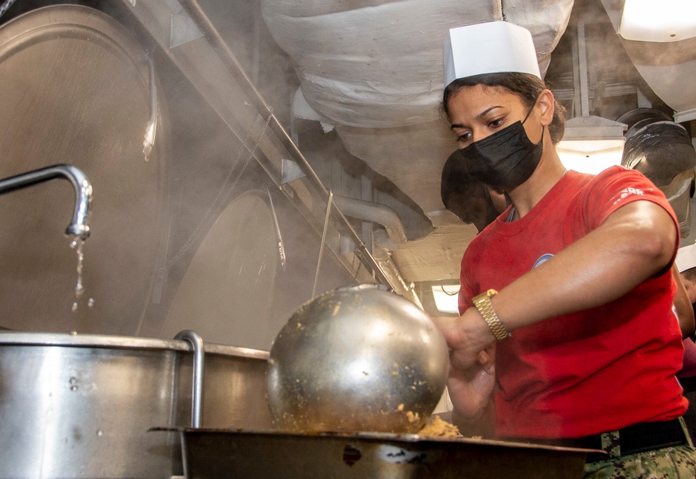 Sailor Prepares Food