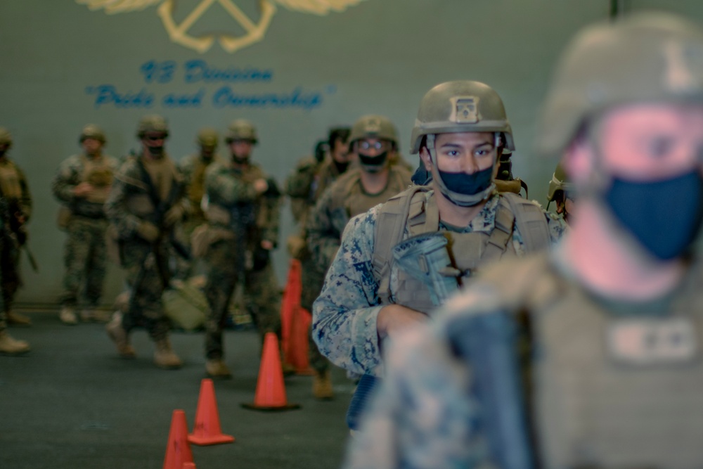 Marines with BLT 1/1 conduct serial call-away drill