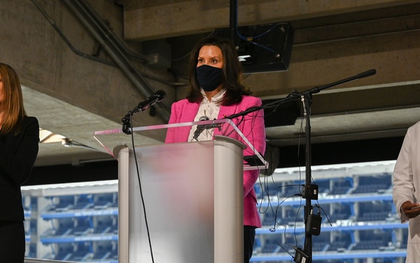 Governor Gretchen Whitmer Visits Ford Field CVC in Detroit