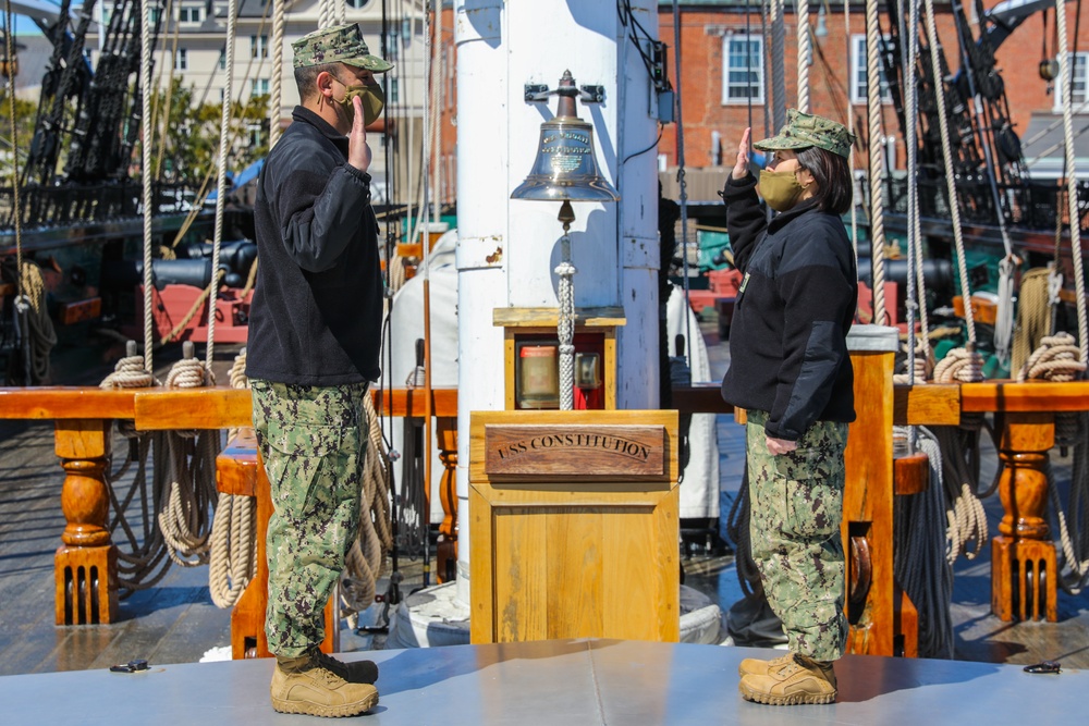 U.S. Navy Sailor Reenlists Aboard USS Constitution