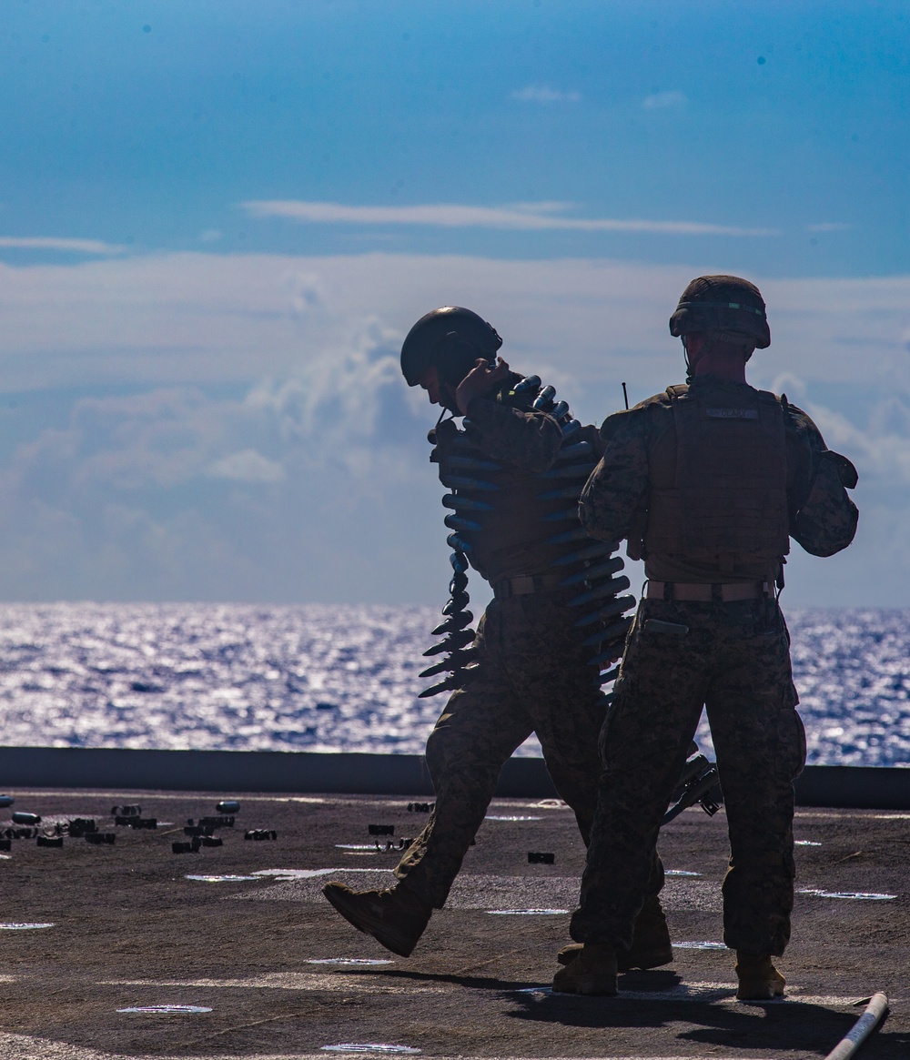 Marines with 3rd LAR shoot LAVs off the USS Germantown