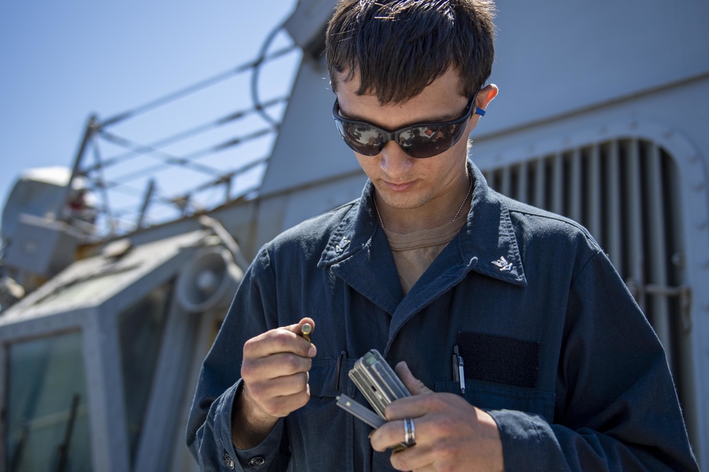 USS Laboon Conducts Live-fire Small Arms Qualification Shoot