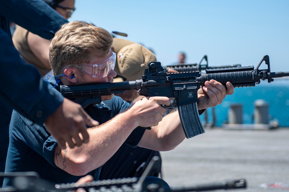 USS Laboon Conducts Live-fire Small Arms Qualification Shoot