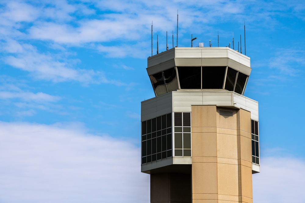 Dover AFB air control tower keeps watch over flight line Dover AFB air control tower keeps watch over flight line