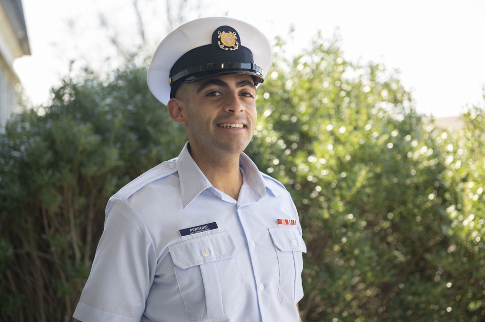 Seaman Alex Perrone earns Coast Guard Honor Graduate for boot camp company Hotel-200