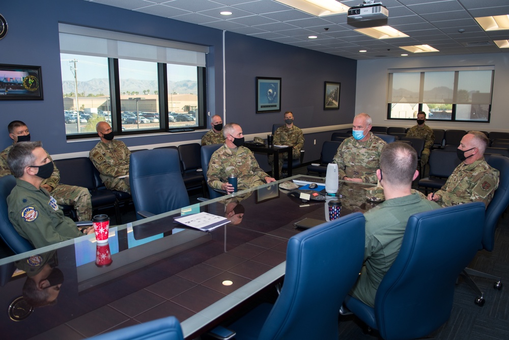 Brig. Gen. Glen Martel meets with 57 WG, 53rd WG and NTTR command staff