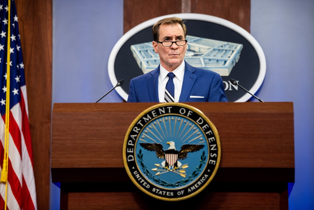 Pentagon Press Secretary John F. Kirby briefs the press