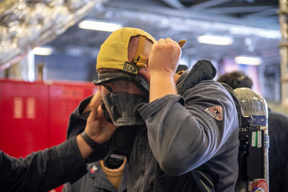 USS Charleston Sailors Practice Damage Control