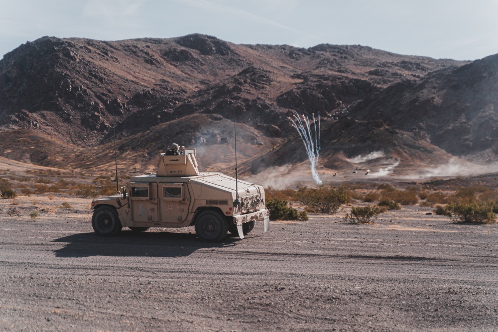 Marines attack the Motorized Fire and Movement Exercise