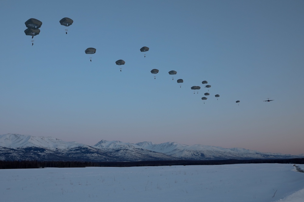 Spartan paratroopers jump at night