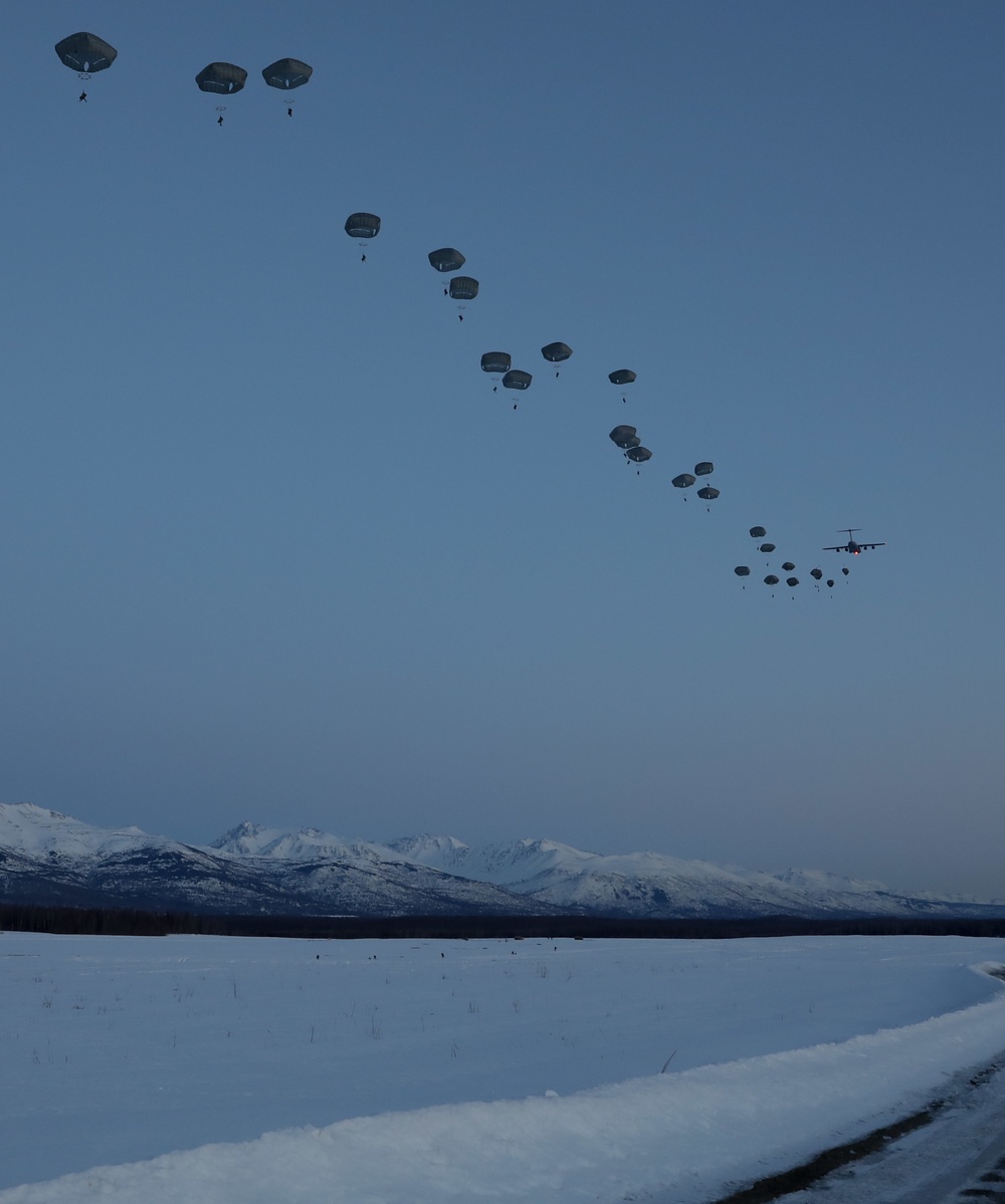 Spartan paratroopers jump at night