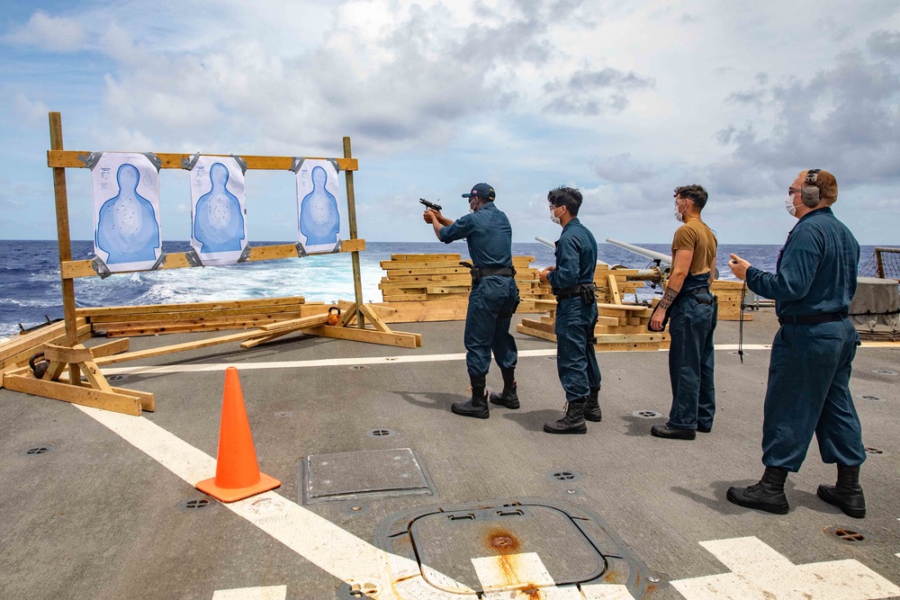 USS Barry's Range Safety Officers conduct a live-fire exercise