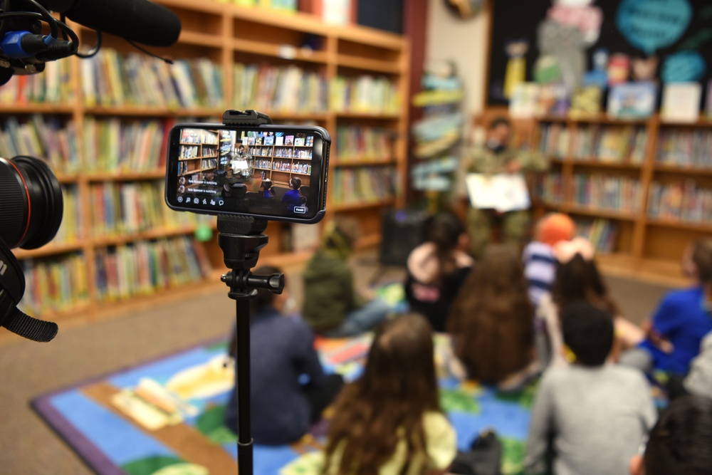 Col. Byrd reads to Glenmore Elementary students