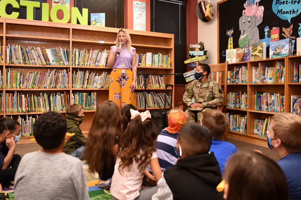 Col. Byrd reads to Glenmore Elementary students