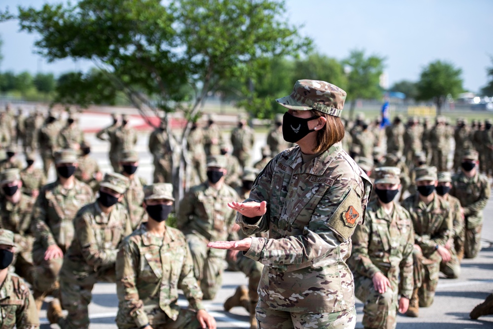 CMSAF shares time with Airmen during BMT graduation