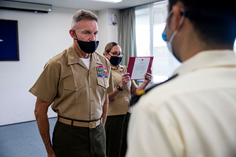 MCIPAC leaders award Nakagusuku Coast Guard members for saving the lives of seven Marines