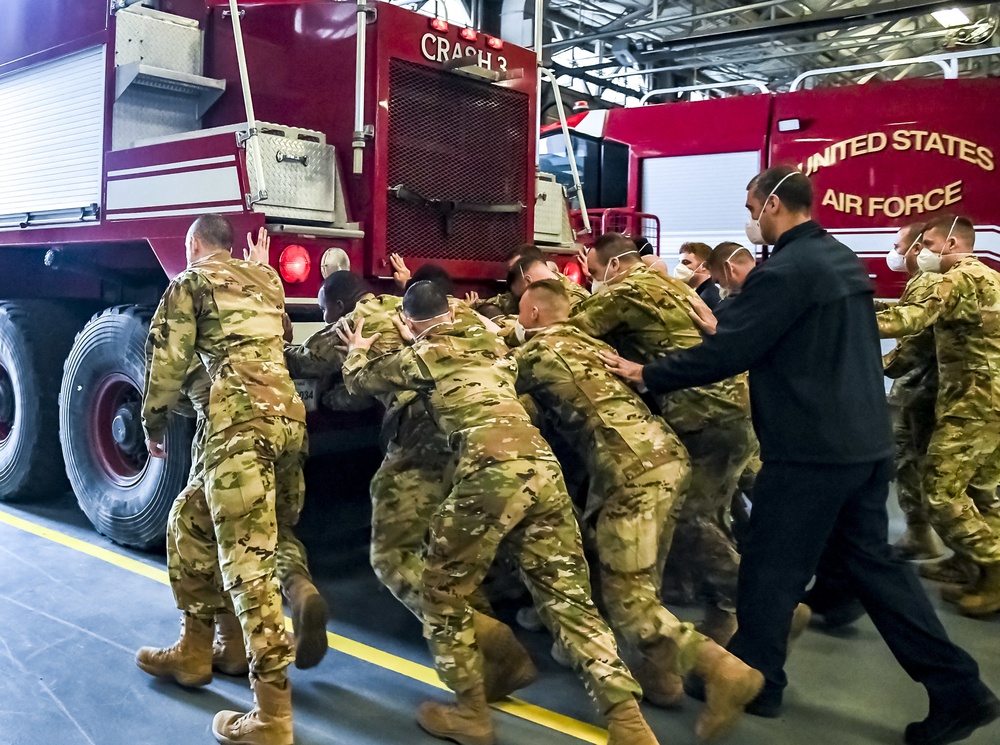 Dover AFB fire department ‘push out’ decommissioned vehicle