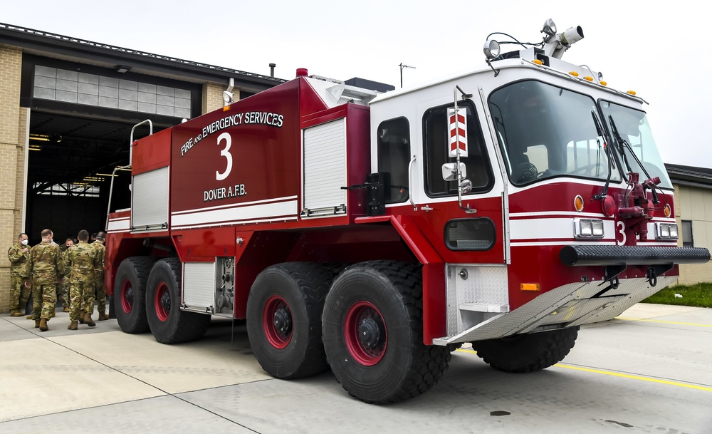 Dover AFB fire department ‘push out’ decommissioned vehicle