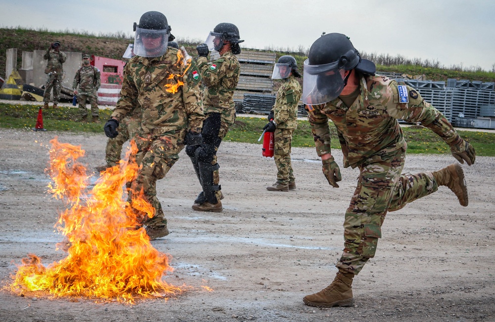 KFOR RC-E commander participates in fire phobia training at Camp Novo Selo