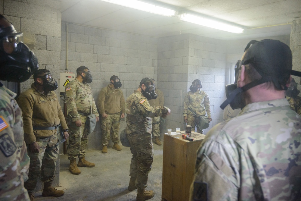 39th SSB Soldiers practice CBRN and mask confidence training