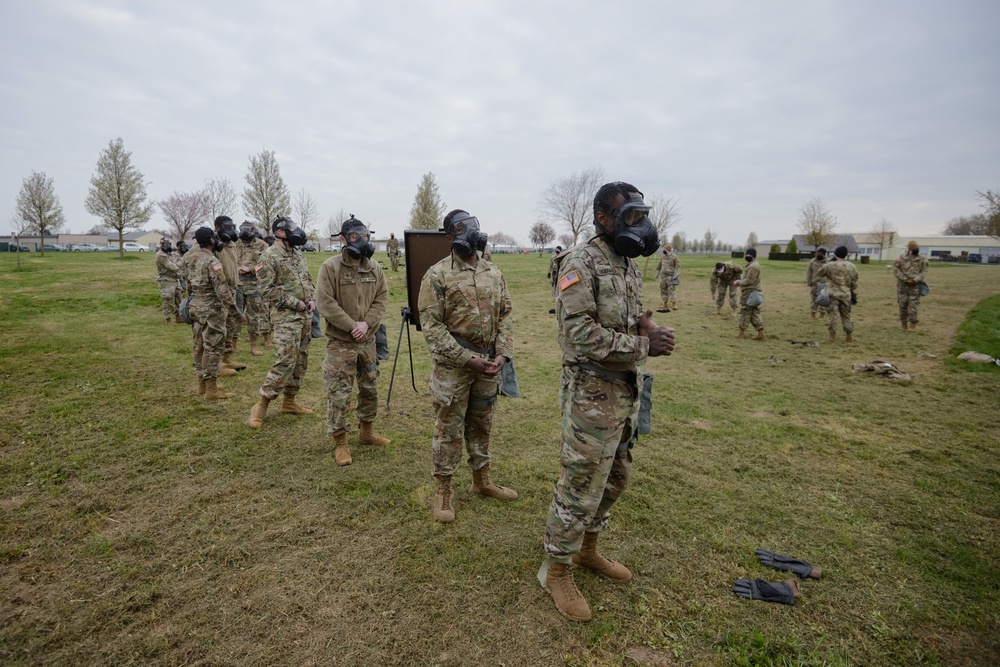 39th SSB Soldiers practice CBRN and mask confidence training