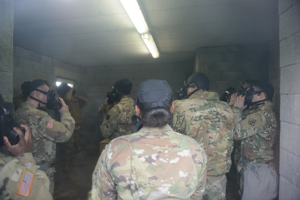 39th SSB Soldiers practice CBRN and mask confidence training