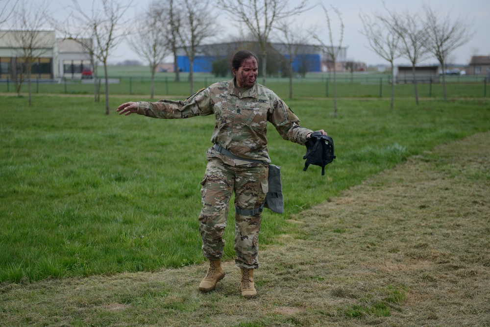 39th SSB Soldiers practice CBRN and mask confidence training