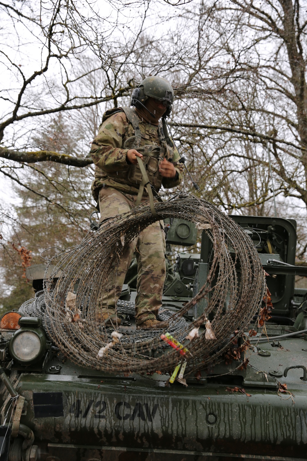 Mounting Concertina Wire on a Stryker