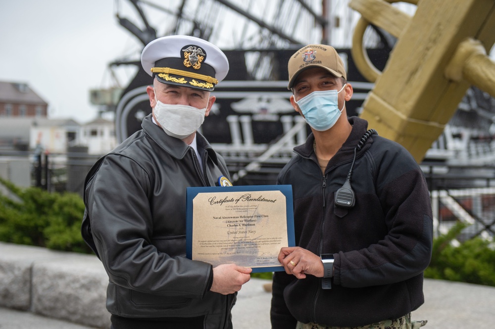 Sailor reenlists aboard USS Constitution