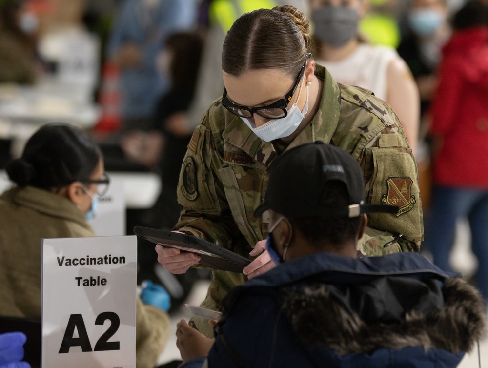 Service members support FEMA at the new CVC in Greenbelt, MD