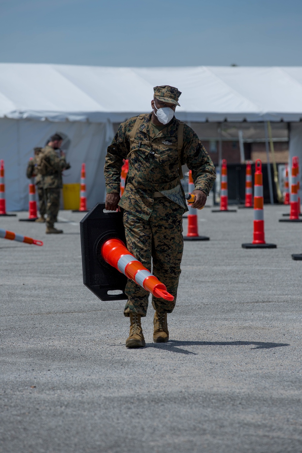 U.S. Marines and Sailors set up CVC site