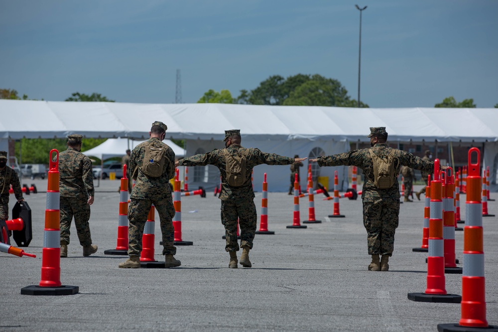 U.S. Marines and Sailors set up CVC site