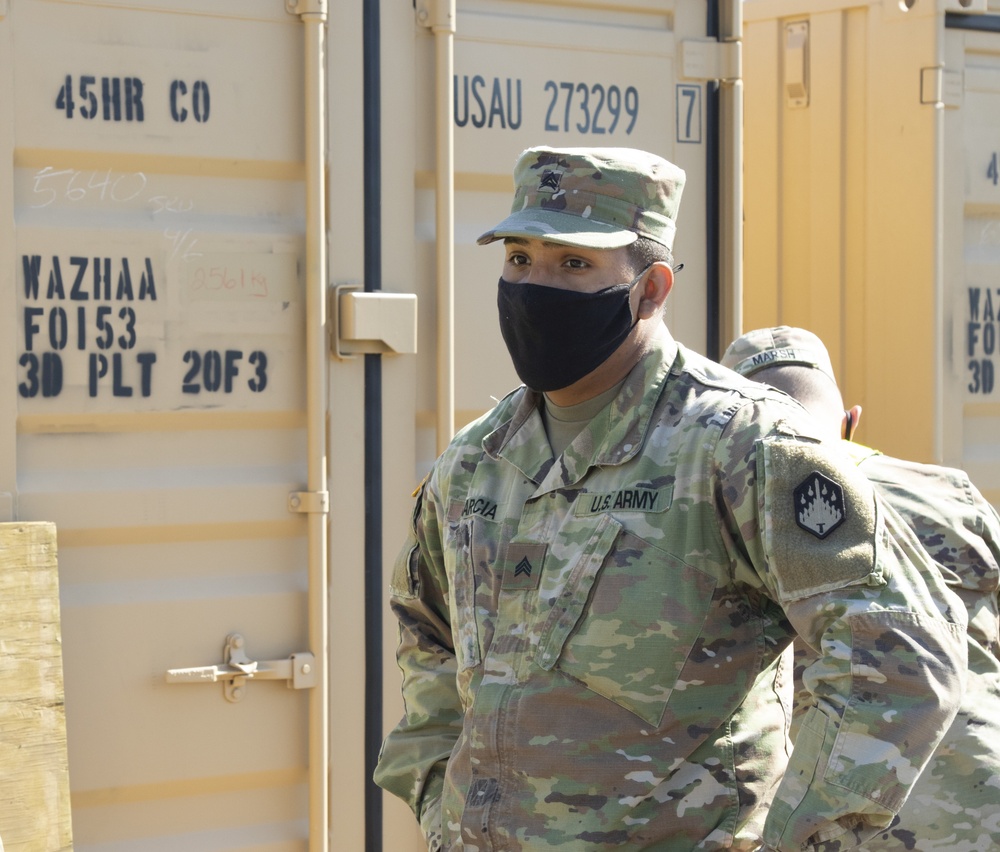 110th Chem. Bn. Soldiers prepare containers for EDRE