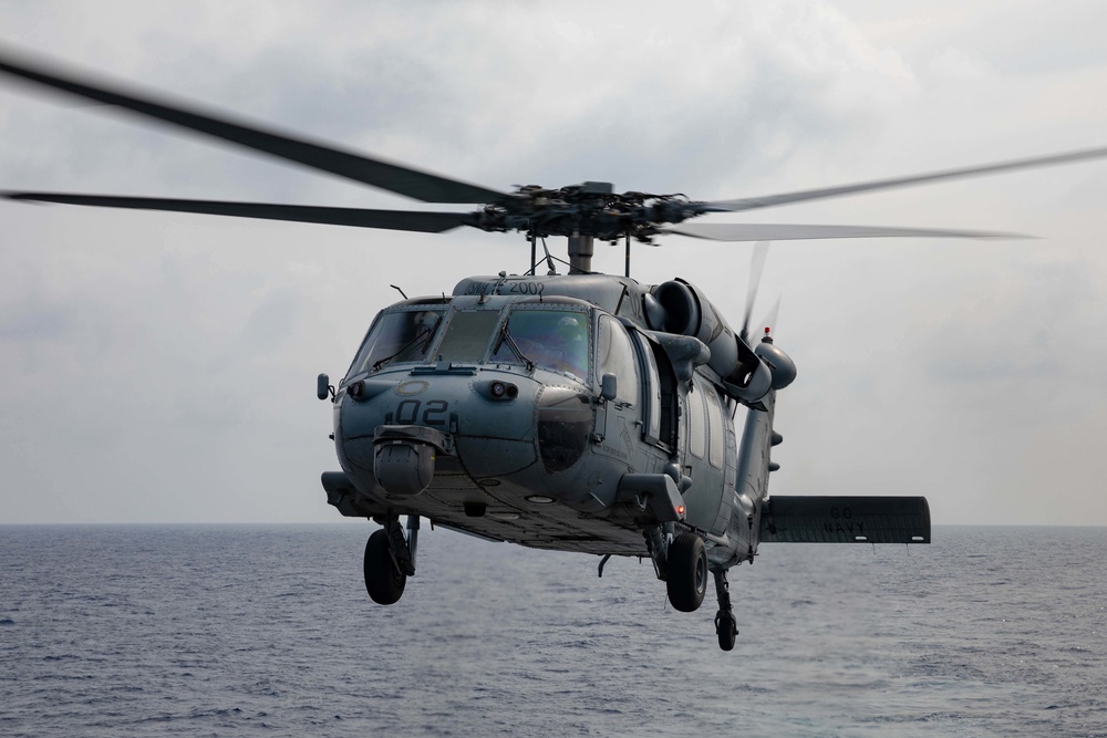 HSC 22 Detachment 3 takes off from the flight deck of the Freedom-variant littoral combat ship USS Sioux City