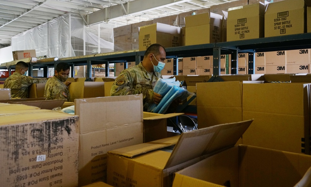 Hawaii National Guard assist in distributing personal protective equipment