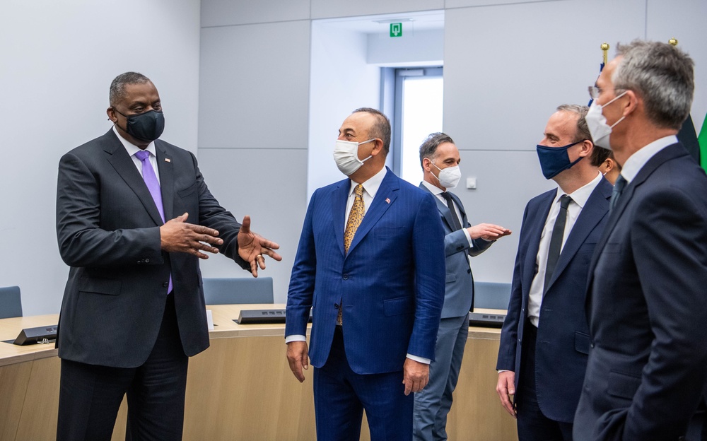 Secretary of Defense Lloyd J. Austin III attends meetings at NATO HQ