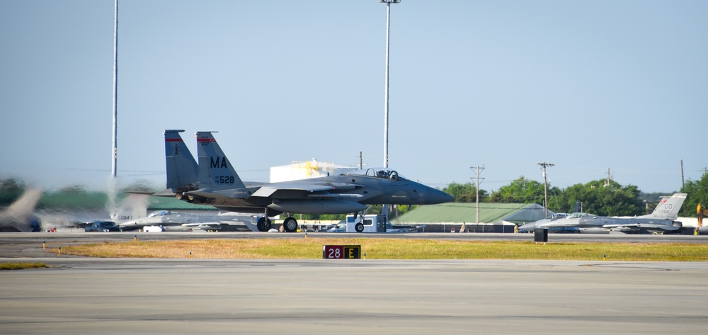 F-15 pilot takes off down the runaway at the Air Dominance Center