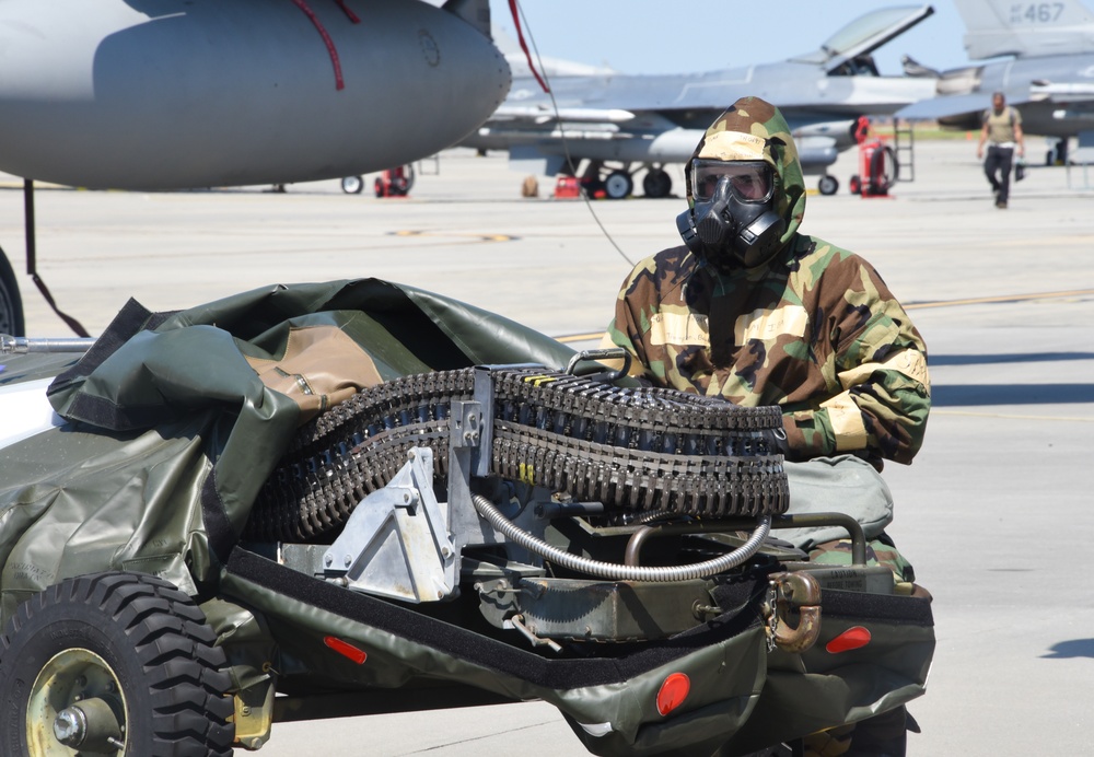 Senior Airman Thompson partakes in a sortie generation operation during Sentry Savannah 2021